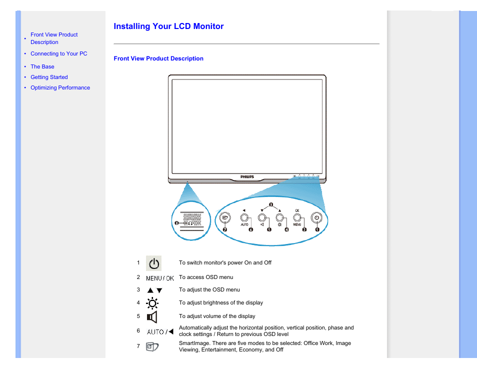 Installing your lcd monitor, Installing your monitor | Philips 220BW9CB-27 User Manual | Page 68 / 122