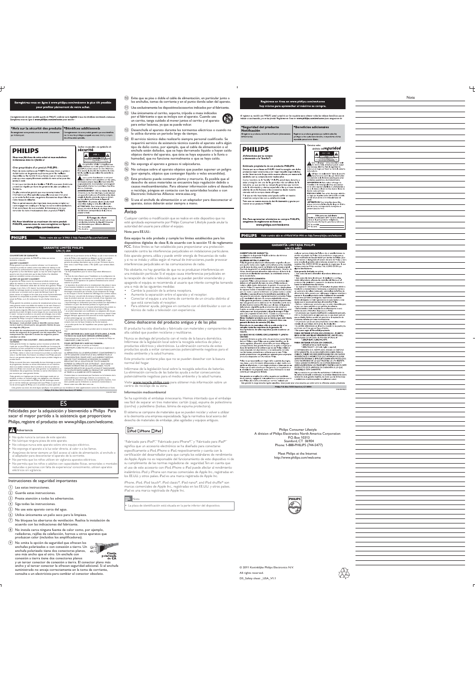 Aviso | Philips DS1210-37 User Manual | Page 4 / 4