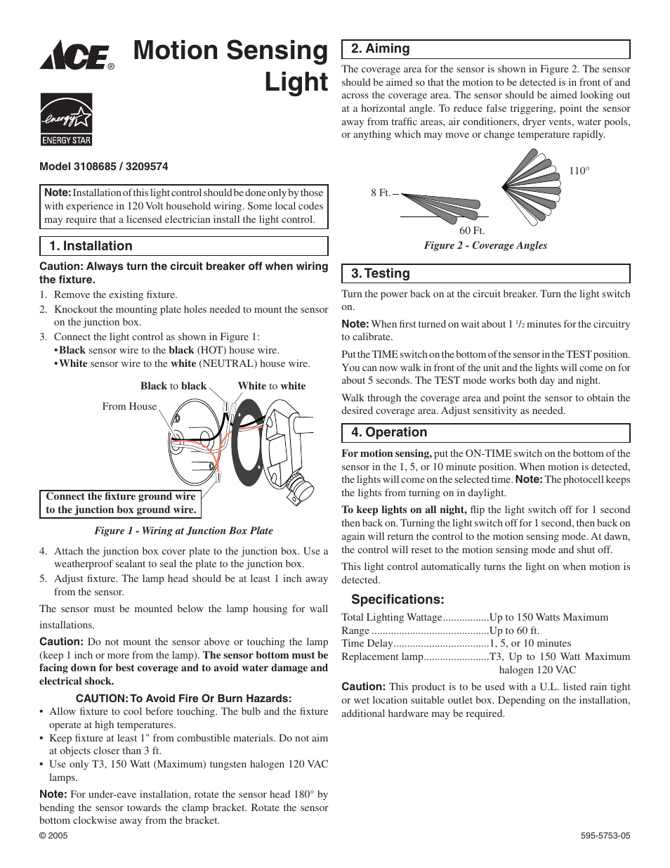 Ace Hardware ACE 3108685 User Manual | 2 pages
