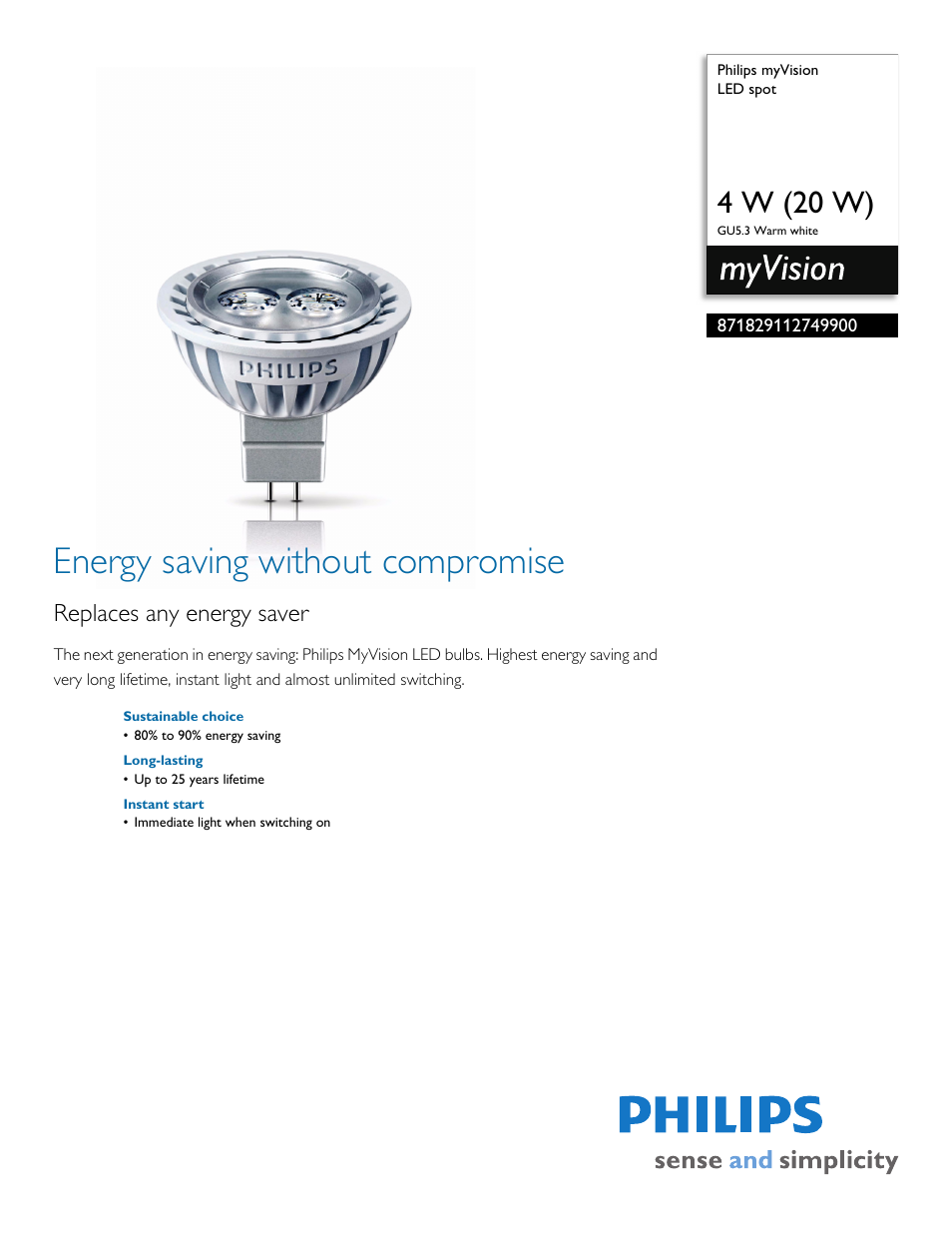 Philips 871829112749900 User Manual | 2 pages