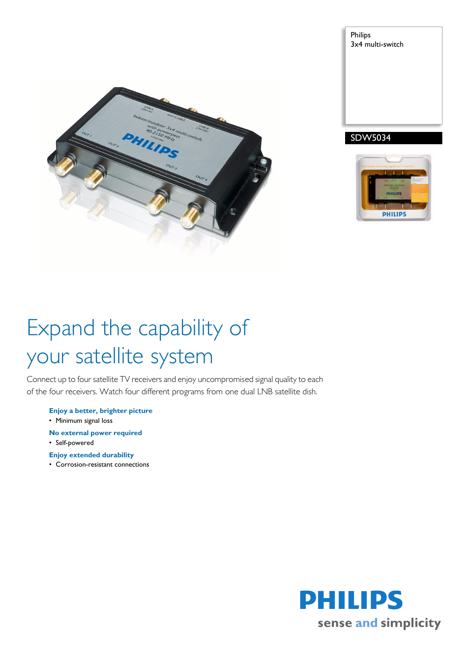 Philips SDW5034-17 User Manual | 2 pages