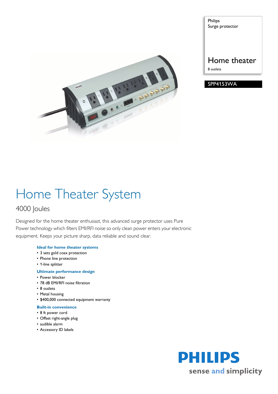 Philips SPP4153WA-17 User Manual | 2 pages