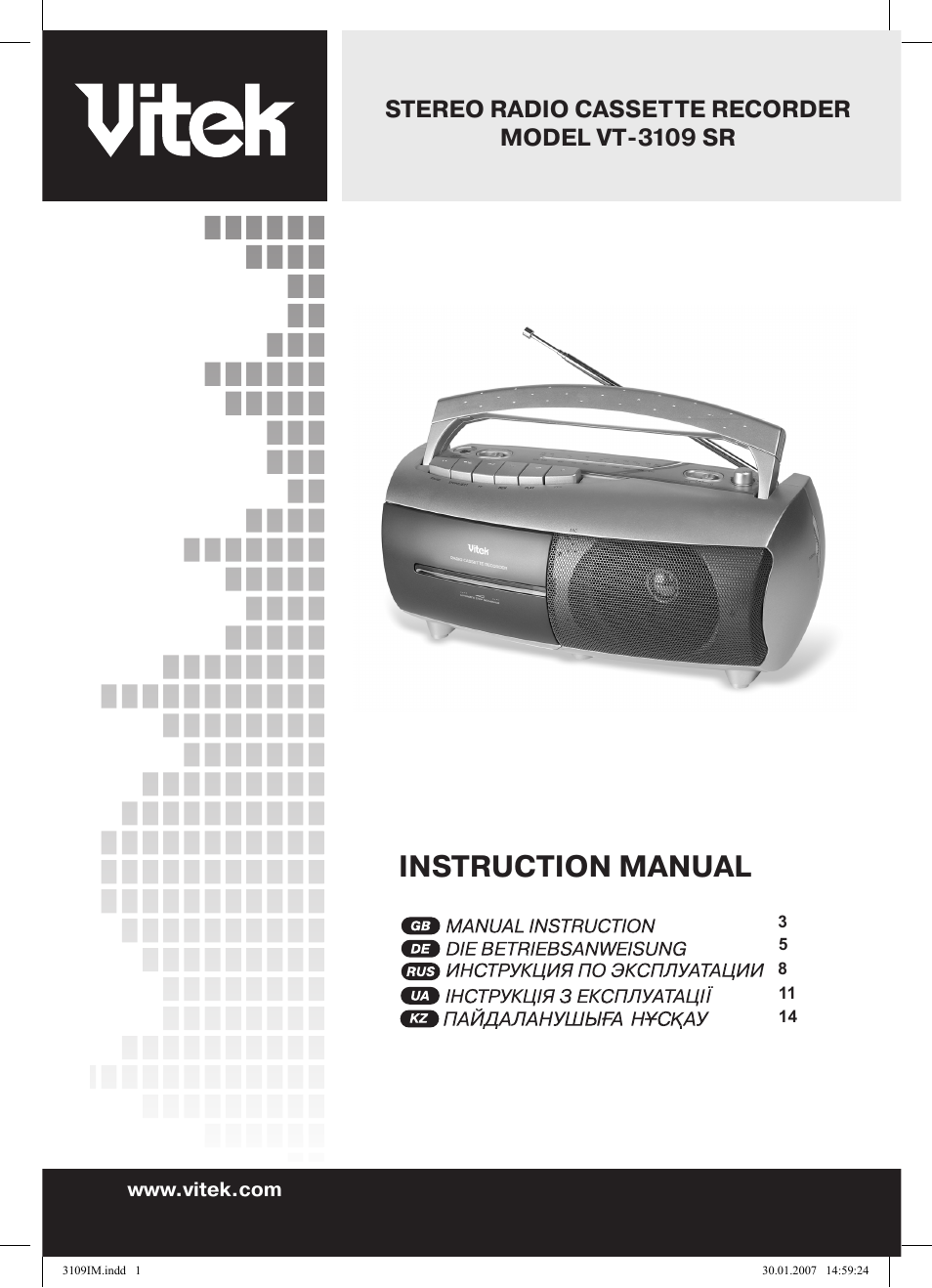 Vitek VT-3109 SR User Manual | 16 pages