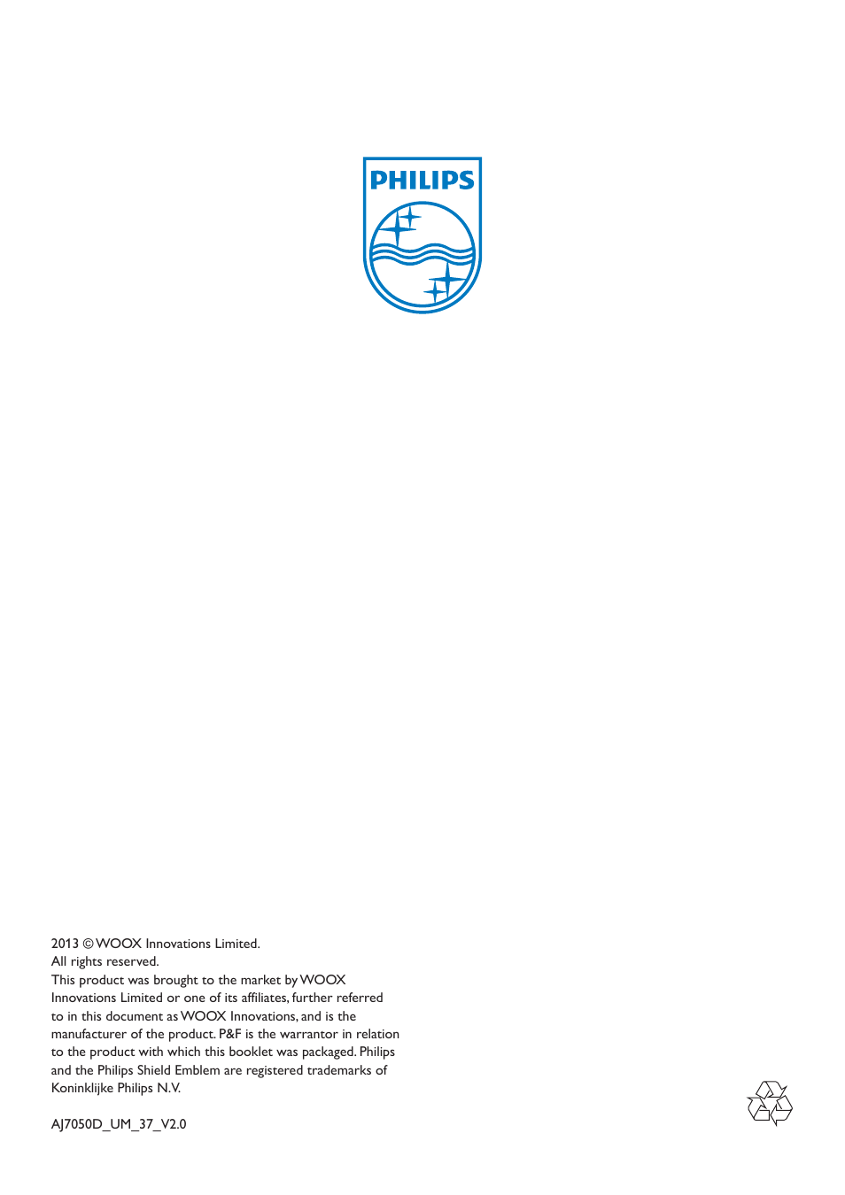 Philips AJ7050D-37 User Manual | Page 20 / 20