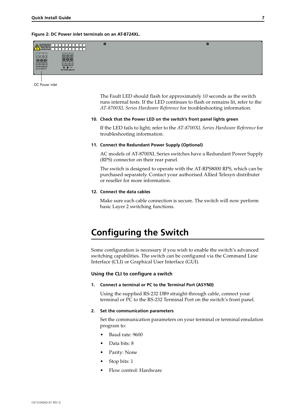 Configuring the switch | Allied Telesis AT-8700XL Series Switch User Manual | Page 7 / 10