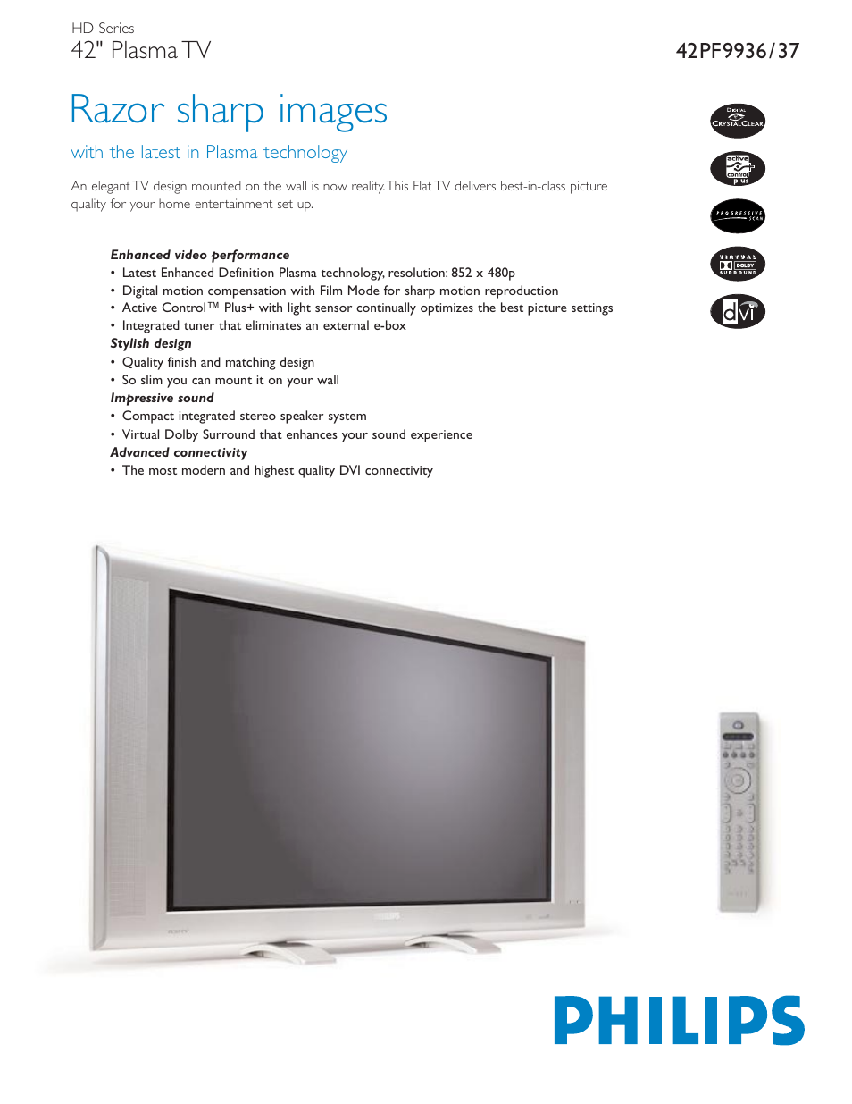 Philips 42PF9936-37B User Manual | 2 pages