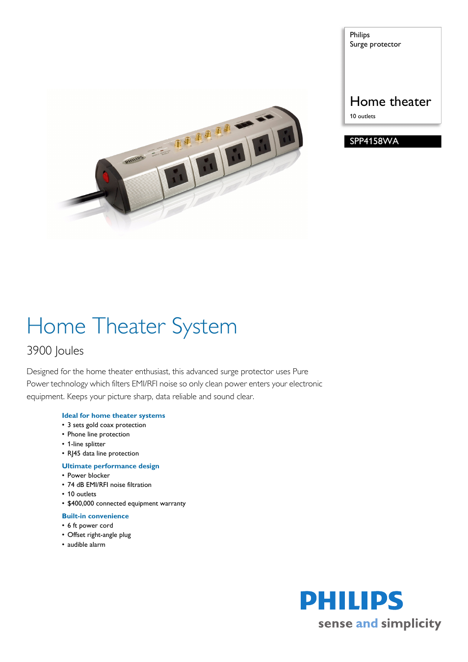 Philips SPP4158WA-17 User Manual | 2 pages