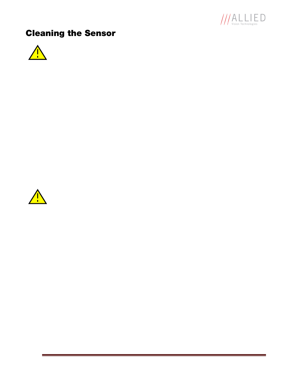 Cleaning the sensor | Allied International GX1050C User Manual | Page 16 / 34