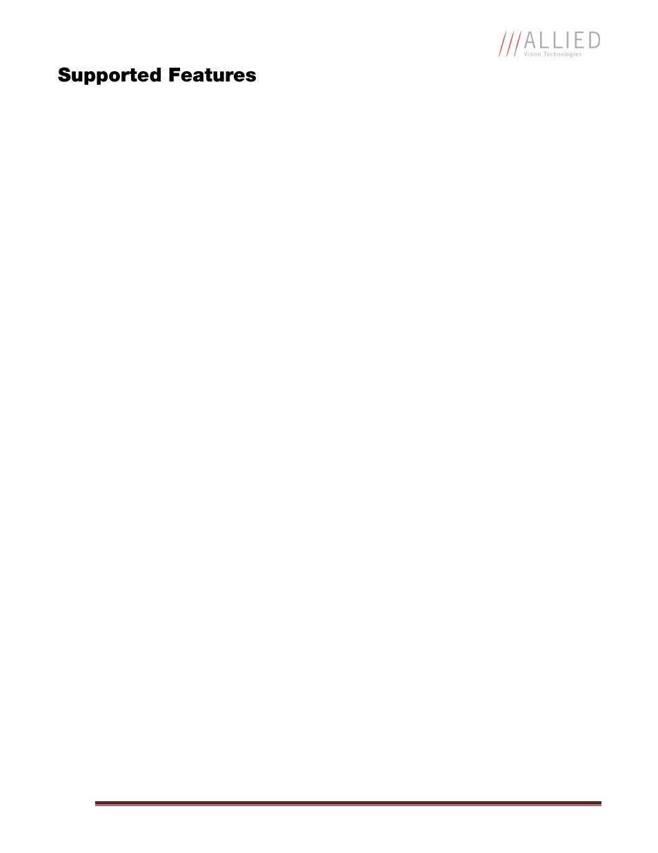 Supported features | Allied International GX1050C User Manual | Page 8 / 34