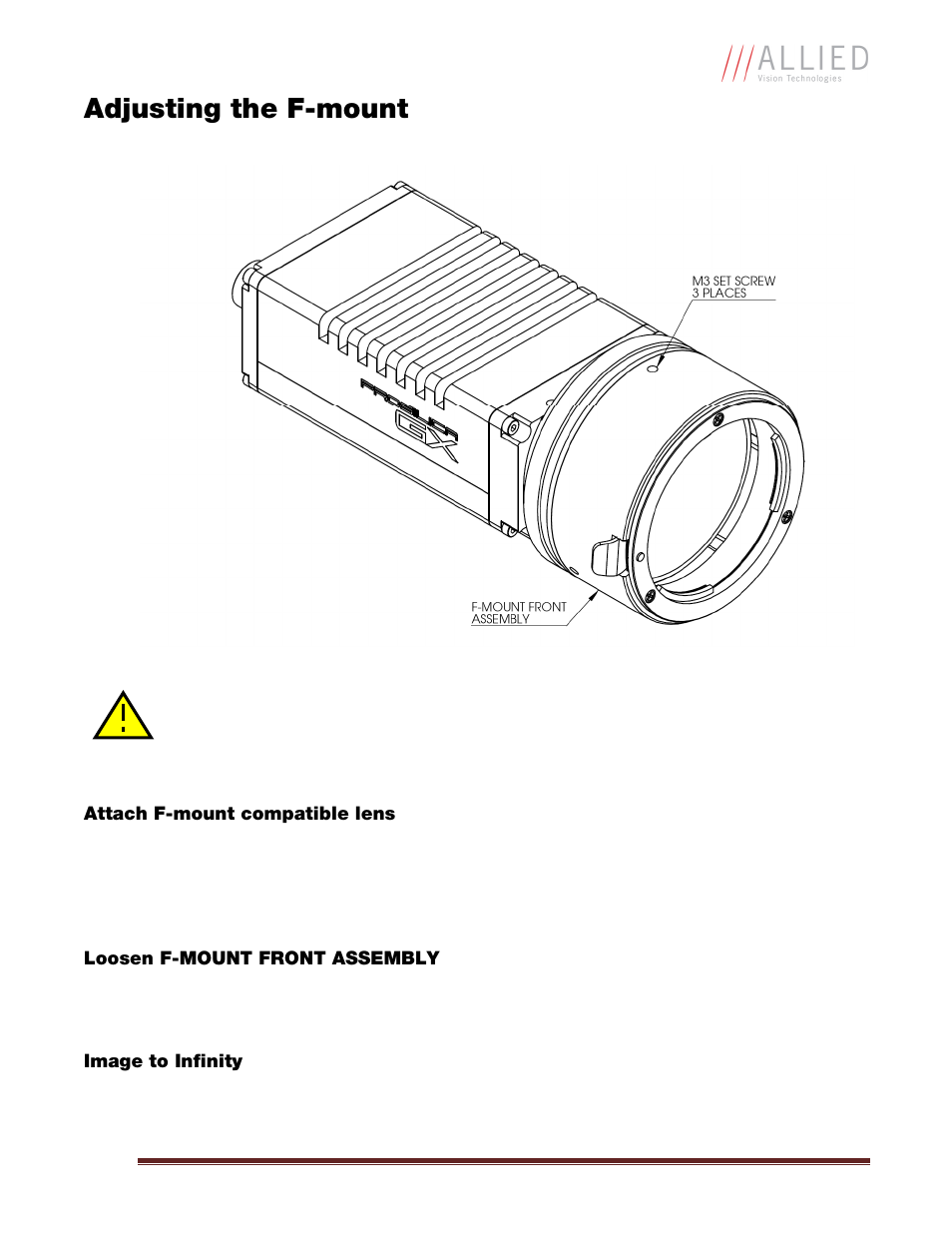 Adjusting the f-mount | Allied International GX3300 User Manual | Page 17 / 35