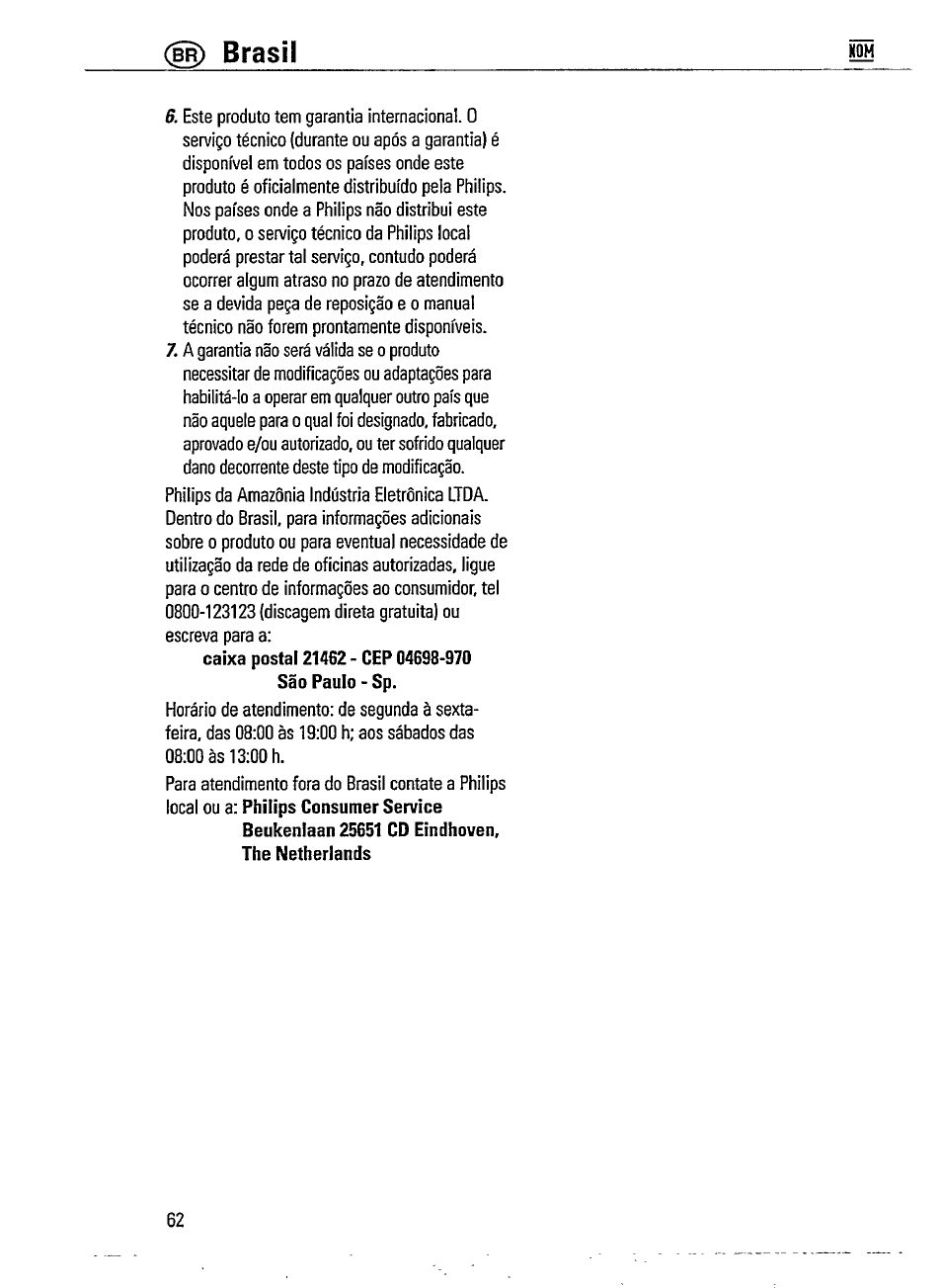 Brasil | Philips AZ241517 User Manual | Page 20 / 28