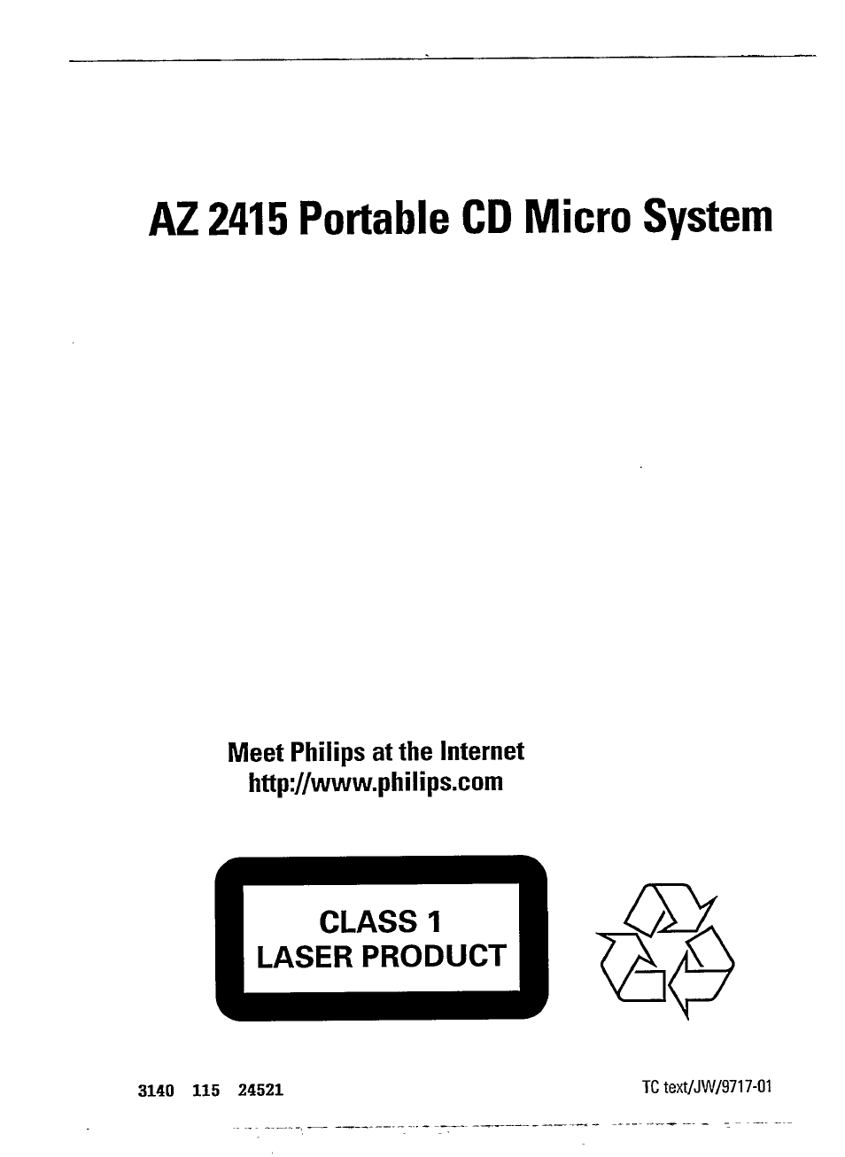 Az 2415 portable cd micro system | Philips AZ241517 User Manual | Page 28 / 28