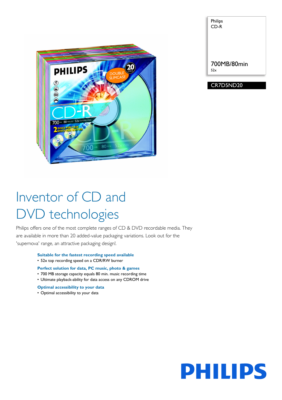 Philips CR7D5ND20-17 User Manual | 2 pages