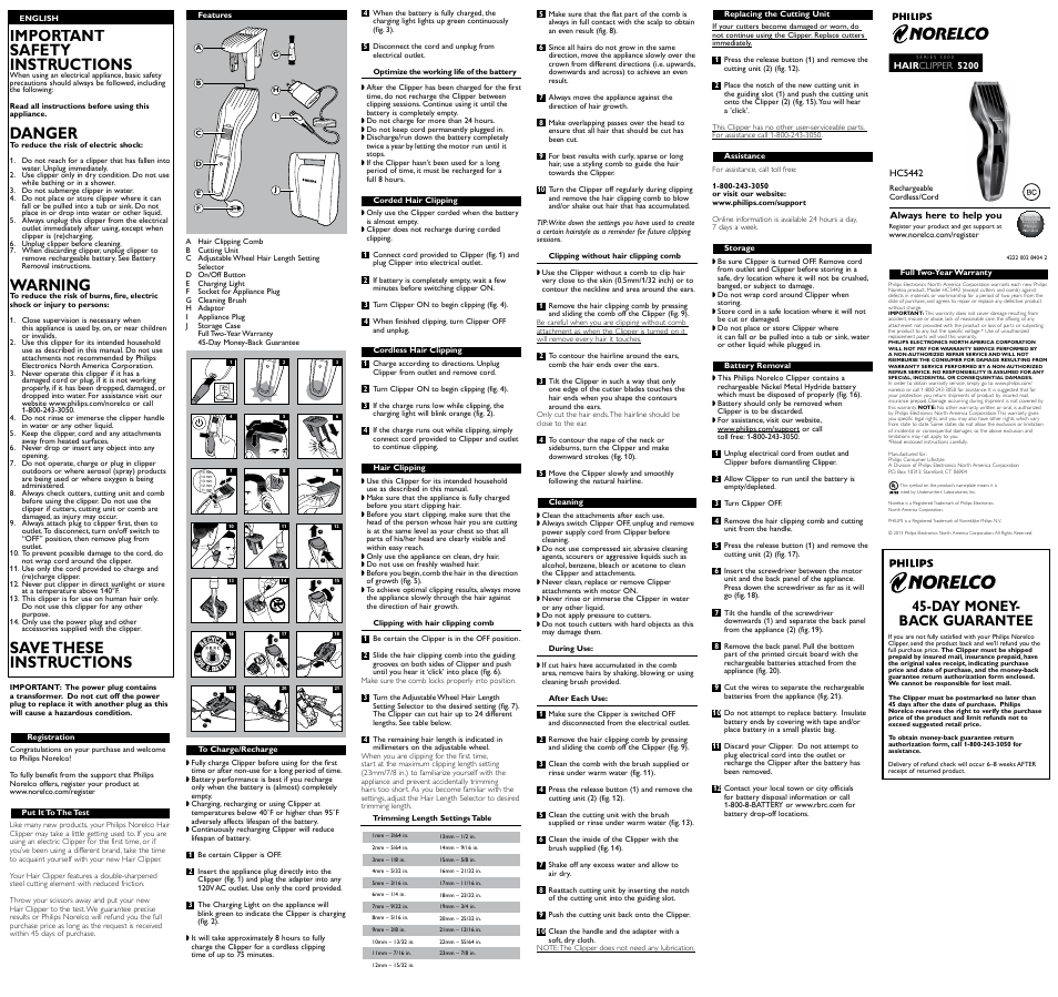 Philips HC5442-40 User Manual | 1 page
