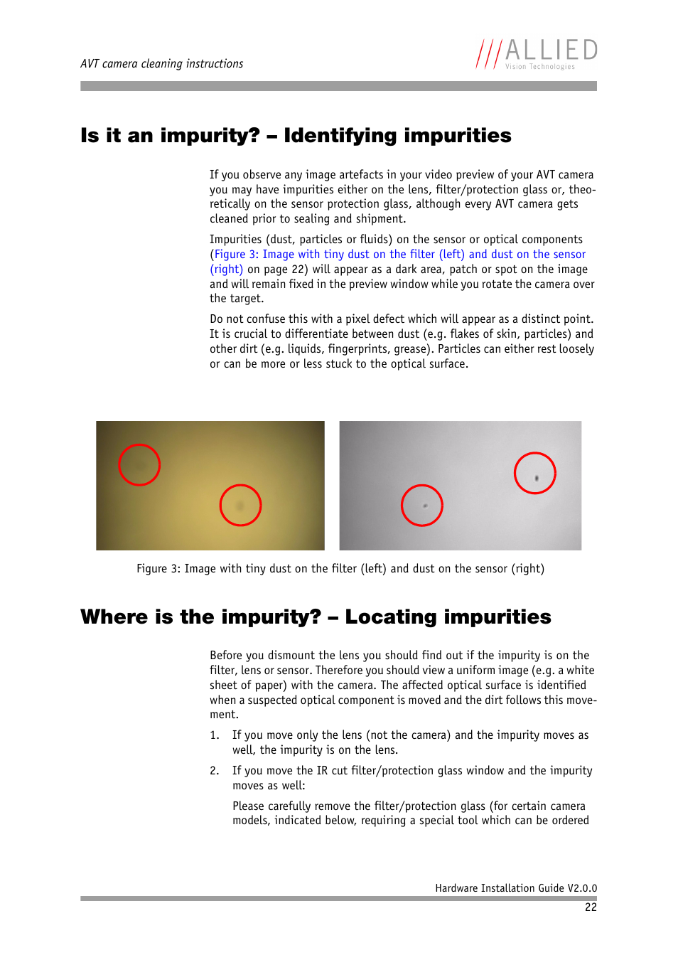 Is it an impurity? - identifying impurities, Where is the impurity? - locating impurities, Is it an impurity? – identifying impurities | Where is the impurity? – locating impurities | Allied International Home Security System User Manual | Page 22 / 63