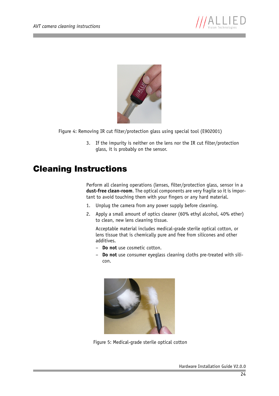 Cleaning instructions, Figure 4: remov | Allied International Home Security System User Manual | Page 24 / 63