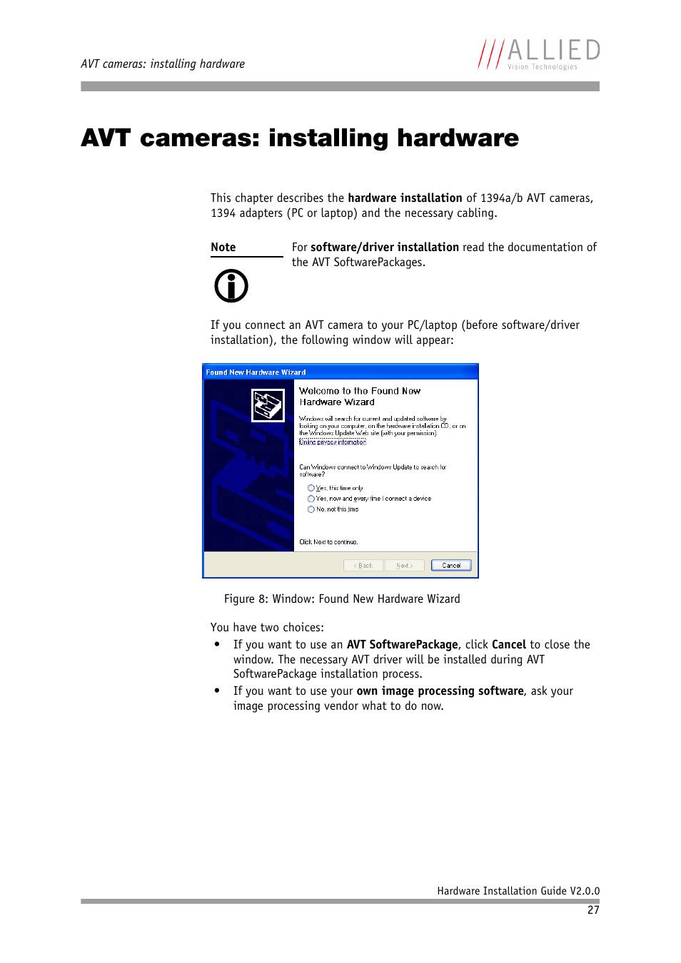 Avt cameras: installing hardware, Chapter | Allied International Home Security System User Manual | Page 27 / 63