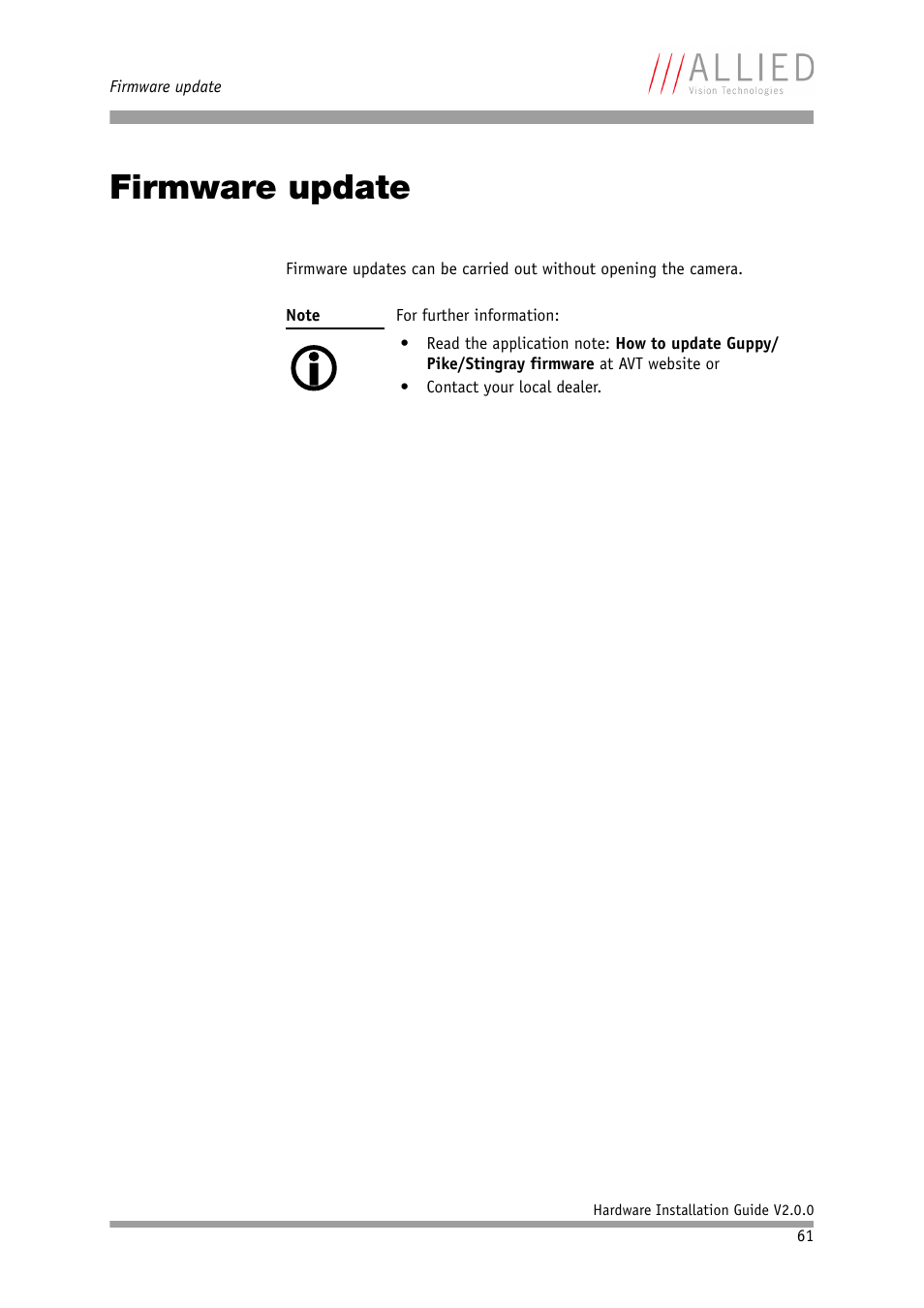 Firmware update, Chapter | Allied International Home Security System User Manual | Page 61 / 63