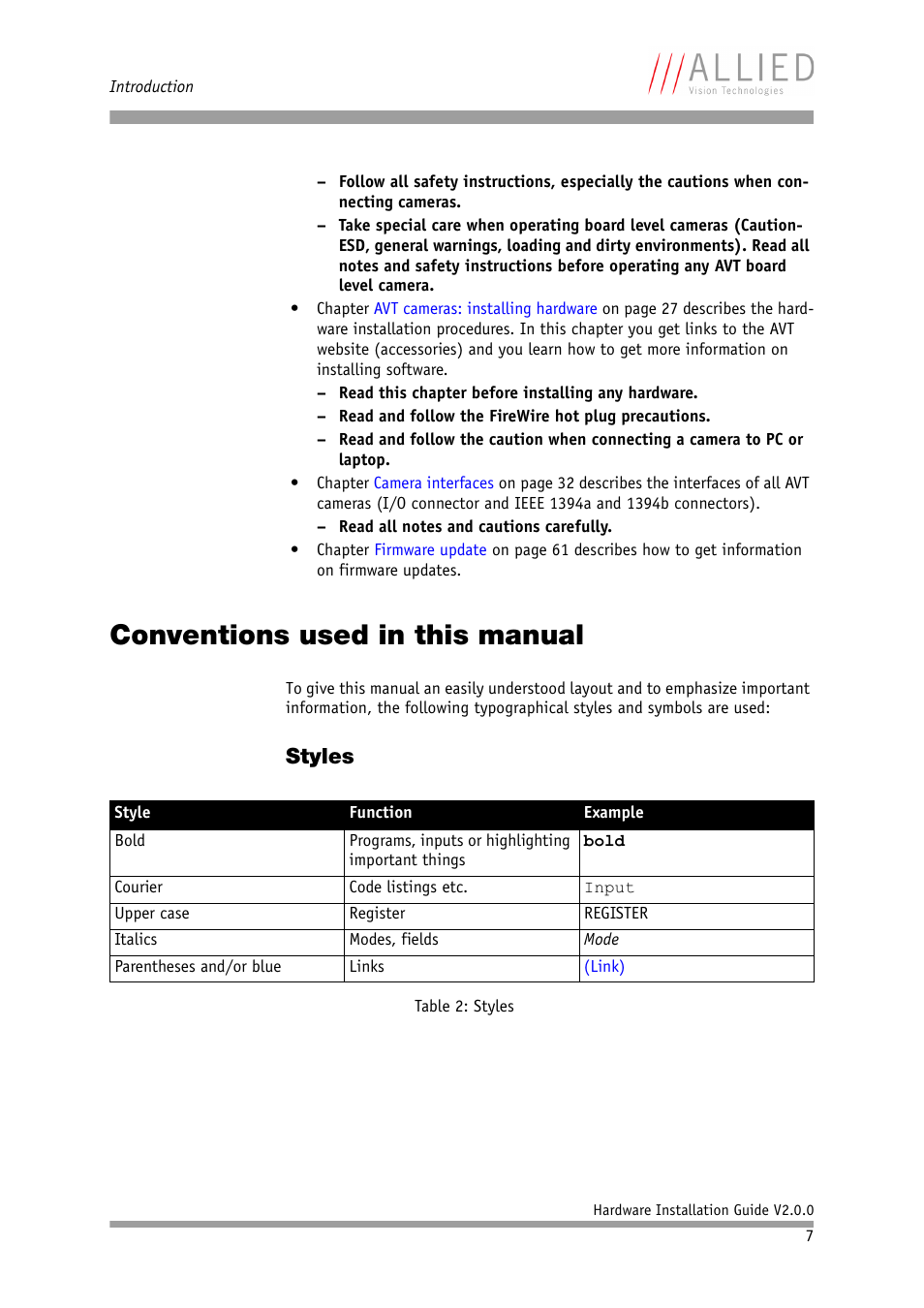 Conventions used in this manual, Styles | Allied International Home Security System User Manual | Page 7 / 63