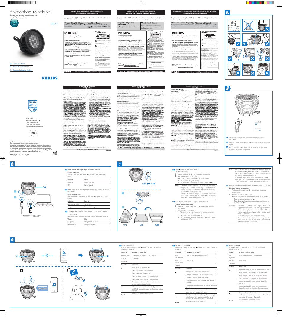 Philips SB2000A-37 User Manual | 2 pages