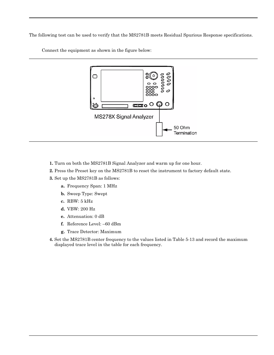 Residual spurious response, Residual spurious response -93, Test setup -93 | Test procedure -93 | Anritsu Series MS278XB User Manual | Page 249 / 276