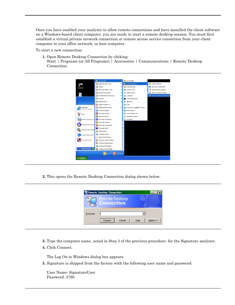 Starting a remote desktop session -3 | Anritsu Series MS278XB User Manual | Page 265 / 276