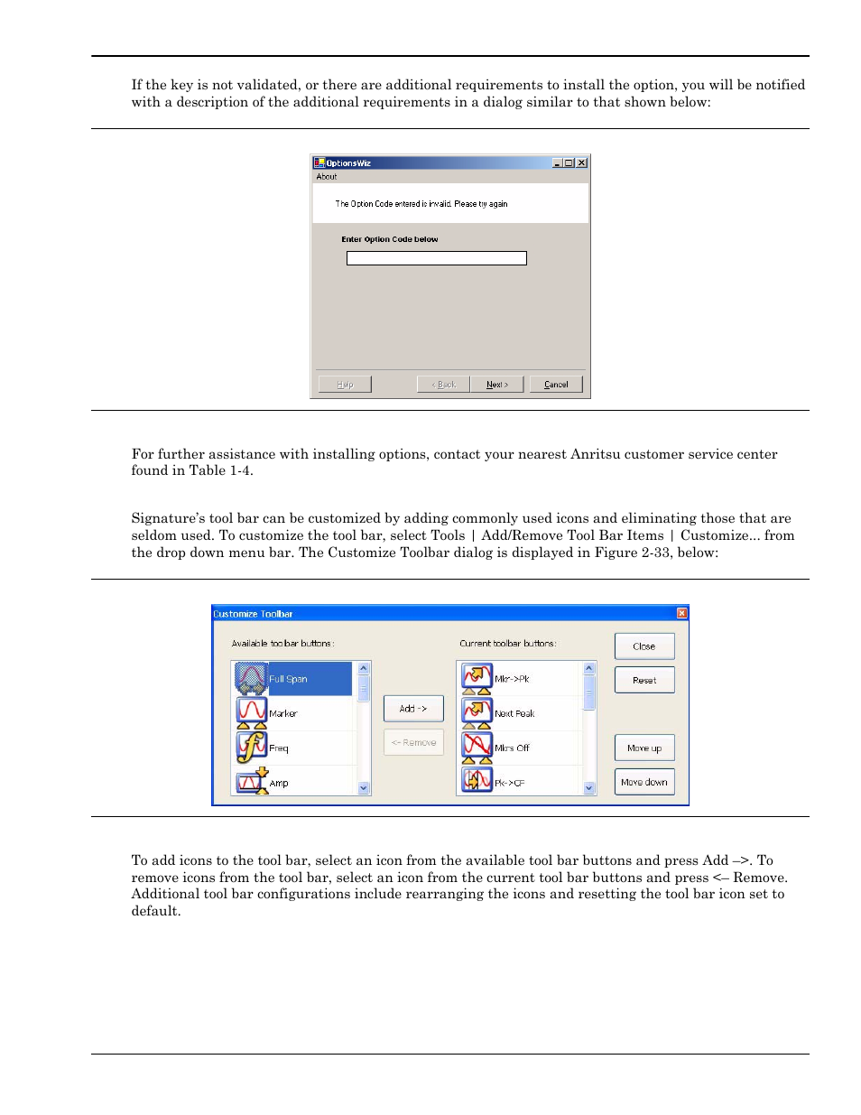 Customizing the tool bar -11 | Anritsu Series MS278XB User Manual | Page 35 / 276