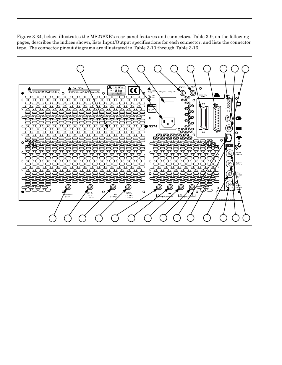 5 rear panel and connector diagrams, Rear panel and connector diagrams -38 | Anritsu Series MS278XB User Manual | Page 90 / 276