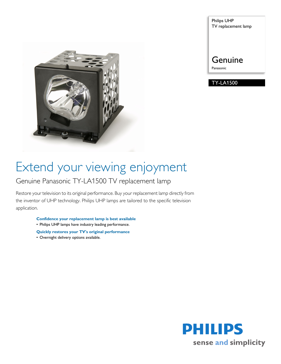 Philips TY-LA1500 User Manual | 2 pages