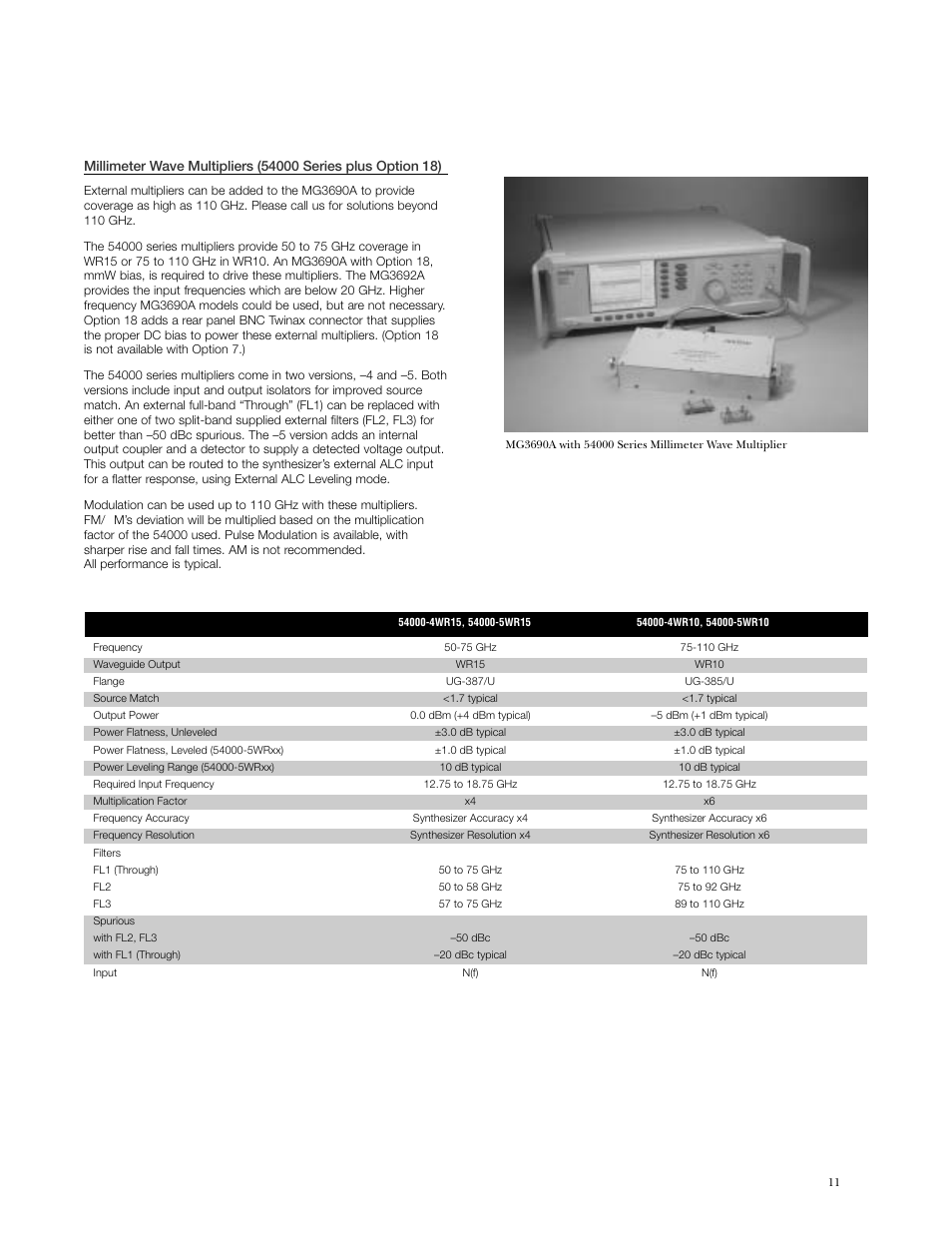 Mmw frequency coverage | Anritsu MG3690A User Manual | Page 11 / 16