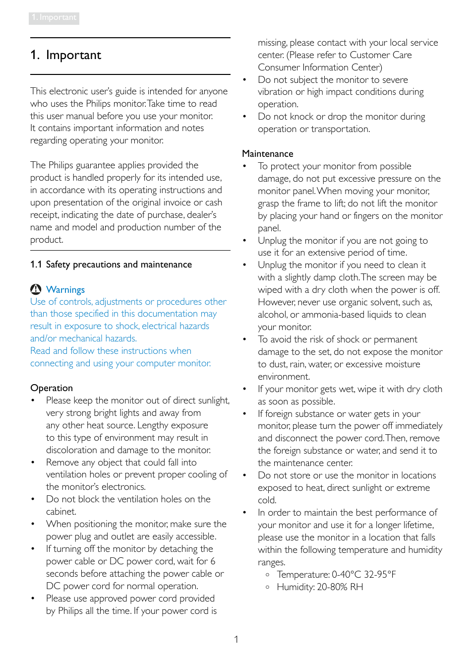 Important | Philips 235PQ2EB-27 User Manual | Page 3 / 51