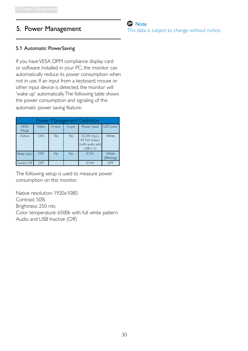 Power management | Philips 235PQ2EB-27 User Manual | Page 32 / 51