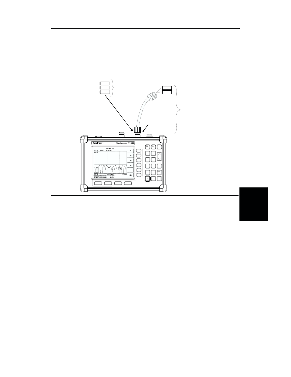 Swr or re turn loss mea sure ment 4-11, Set the am pli tude scale and limit line 4-11, Swr or return loss measurement -11 | Set the amplitude scale and limit line -11, Swr or return loss measurement, Set the amplitude scale and limit line, Parameter and press, Chapter 4 measurements, Amplitude, Limit | Anritsu S251B User Manual | Page 57 / 84