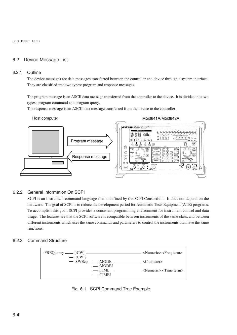 2 device message list, 1 outline, 2 general information on scpi | 3 command structure | Anritsu MG3641A User Manual | Page 110 / 212