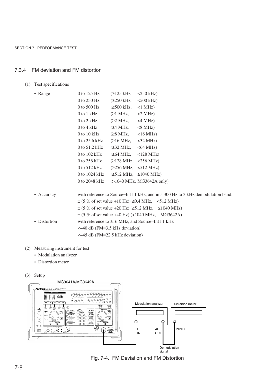 4 fm deviation and fm distortion | Anritsu MG3641A User Manual | Page 176 / 212