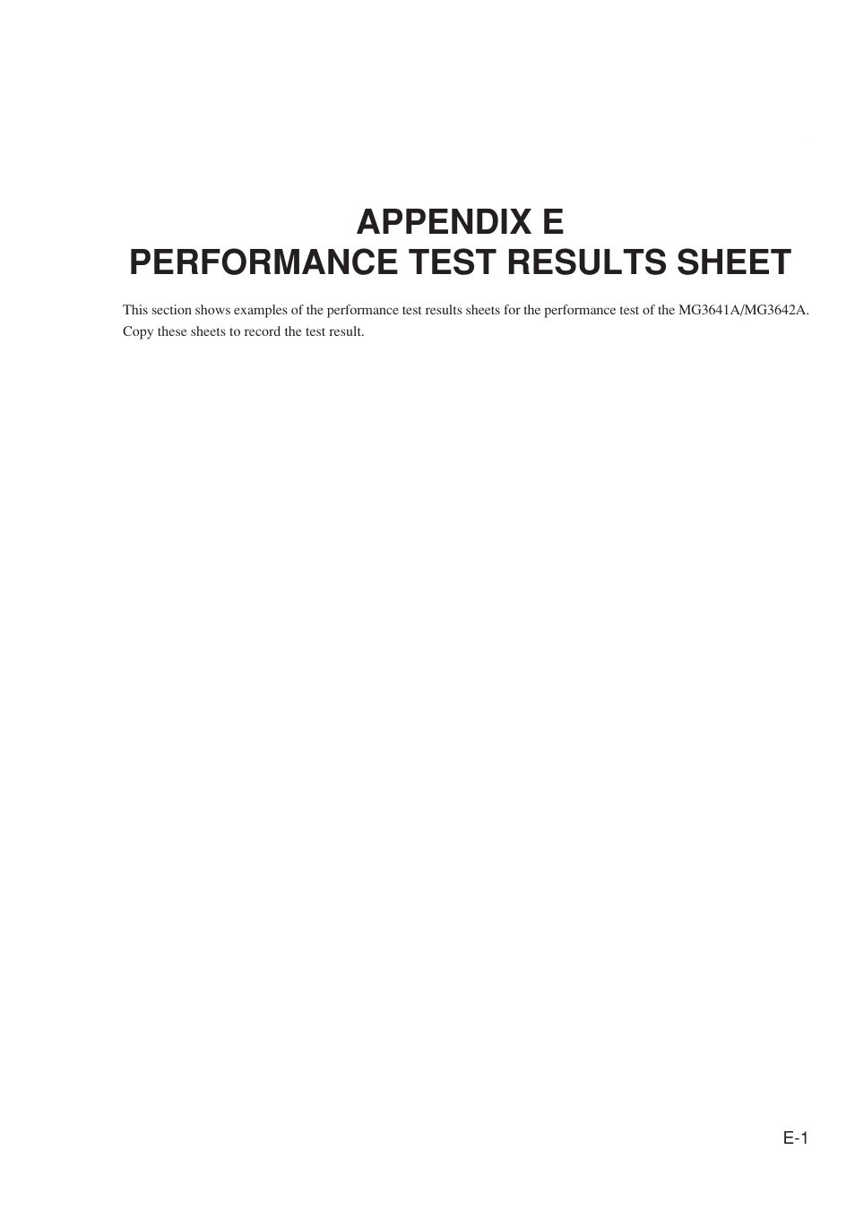 Appendix e performance test results sheet | Anritsu MG3641A User Manual | Page 207 / 212