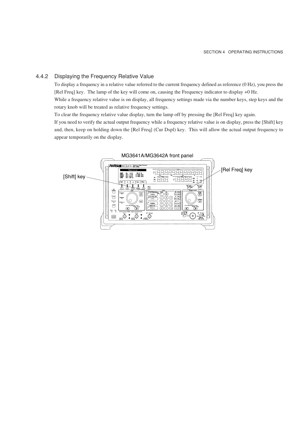 2 displaying the frequency relative value | Anritsu MG3641A User Manual | Page 49 / 212