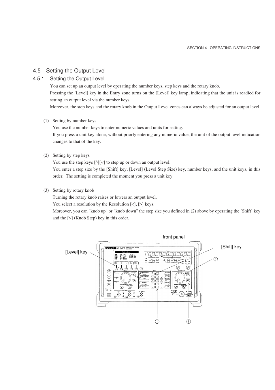5 setting the output level, 1 setting the output level | Anritsu MG3641A User Manual | Page 51 / 212