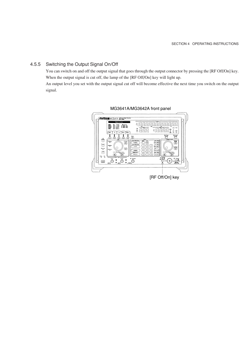 5 switching the output signal on/off | Anritsu MG3641A User Manual | Page 55 / 212