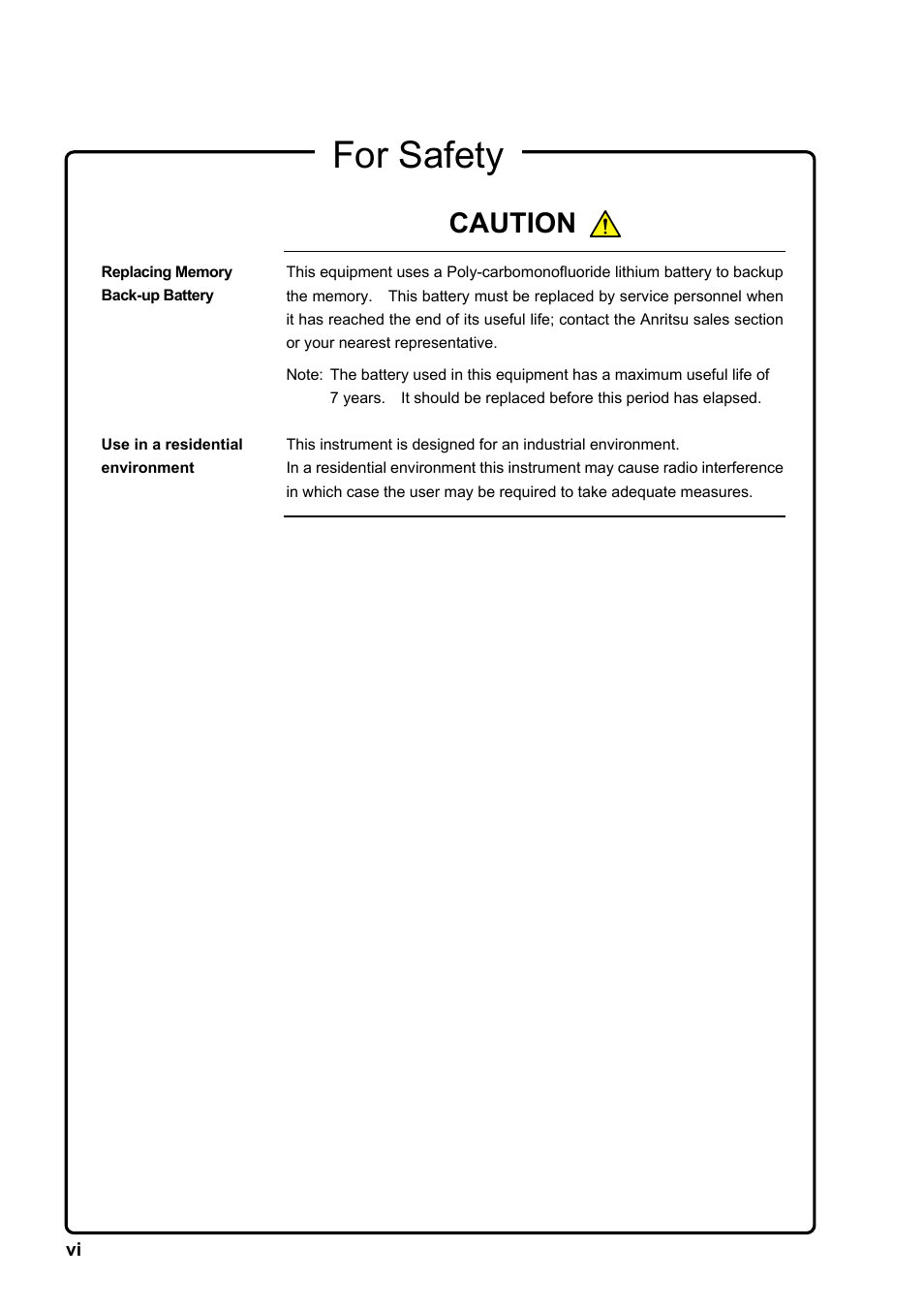For safety, Caution | Anritsu MG3641A User Manual | Page 6 / 212