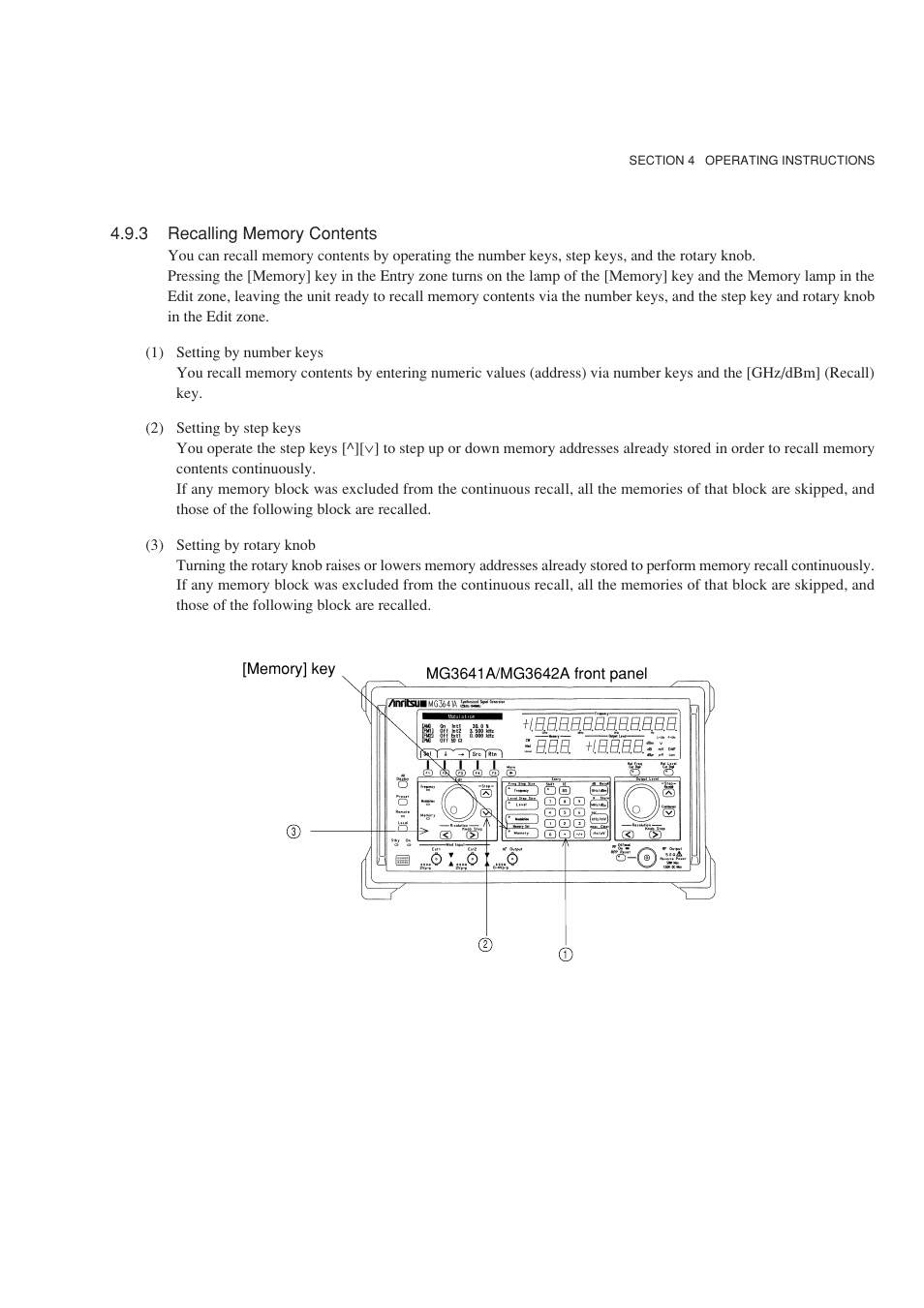 3 recalling memory contents | Anritsu MG3641A User Manual | Page 71 / 212