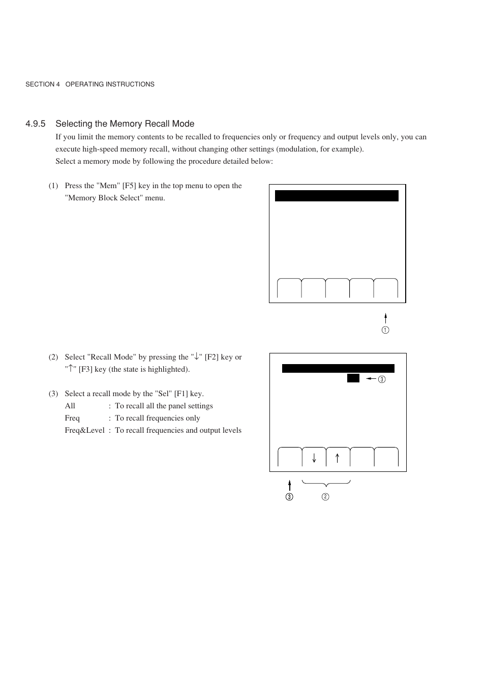 5 selecting the memory recall mode | Anritsu MG3641A User Manual | Page 74 / 212
