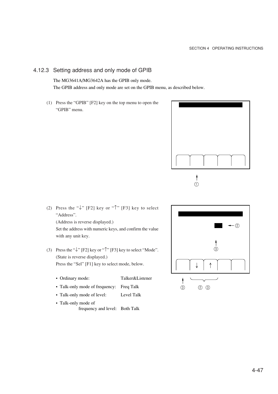 3 setting address and only mode of gpib | Anritsu MG3641A User Manual | Page 87 / 212
