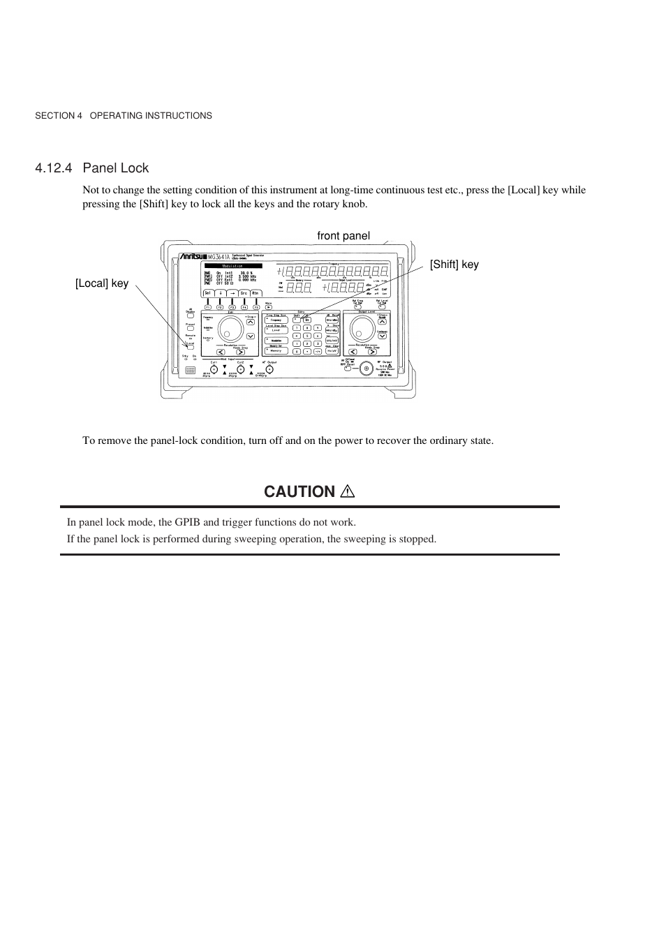 4 panel lock, Caution | Anritsu MG3641A User Manual | Page 88 / 212