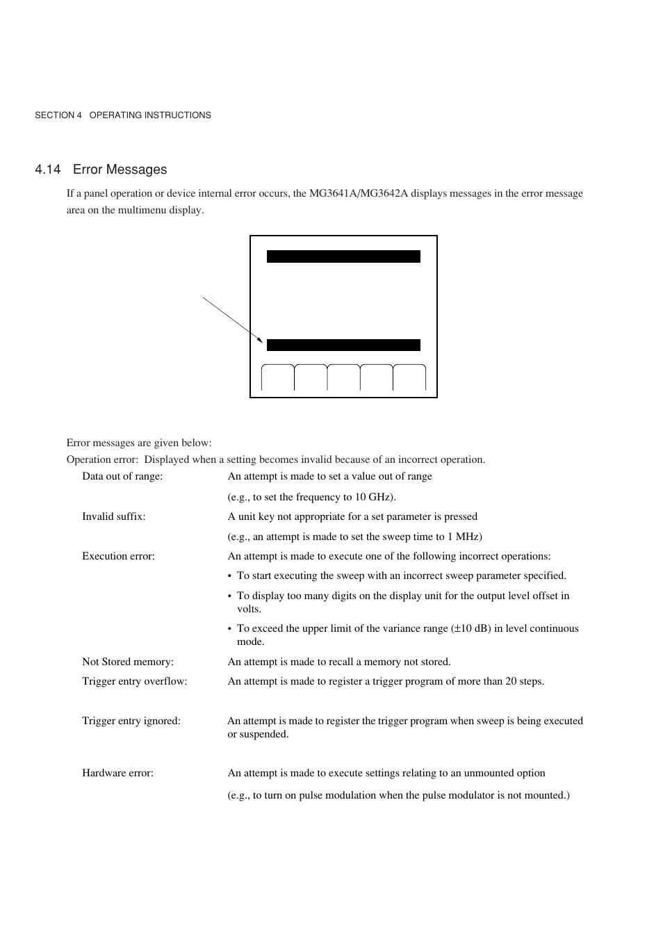 14 error messages | Anritsu MG3641A User Manual | Page 90 / 212