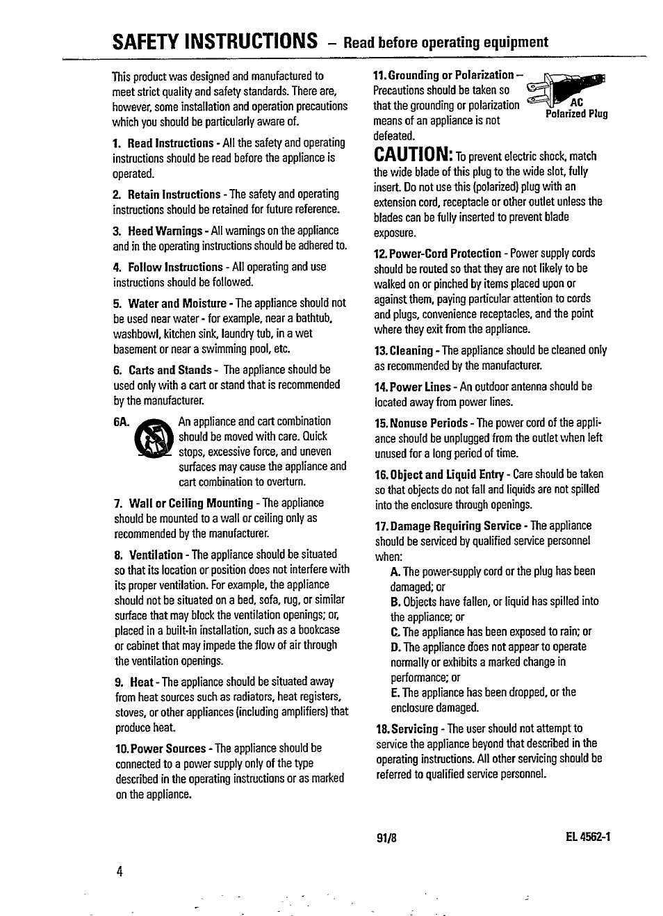 Safety instructions, Caution | Philips AZ1207-17 User Manual | Page 4 / 20