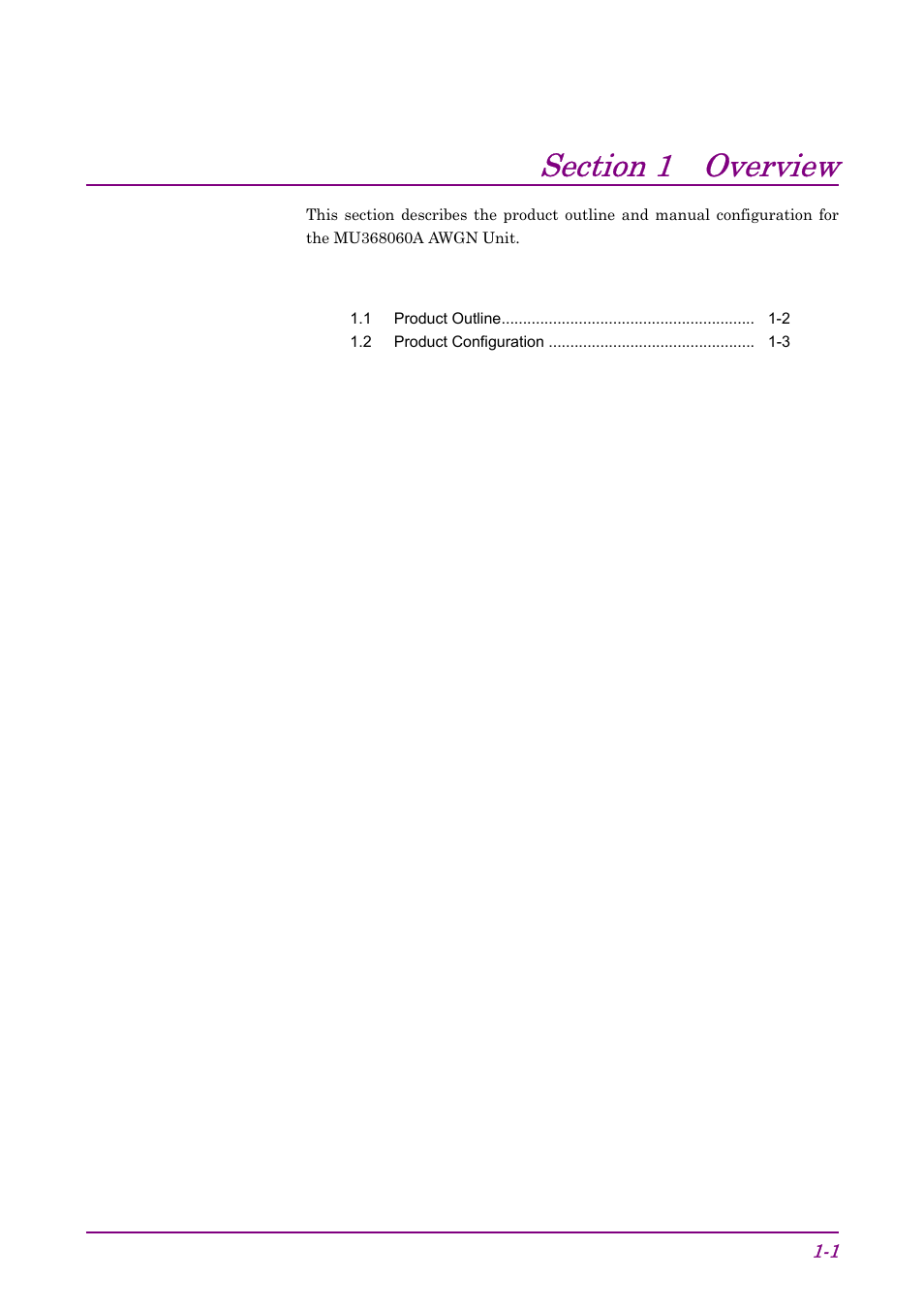 Section 1 overview | Anritsu AWGN MU368060A User Manual | Page 11 / 82