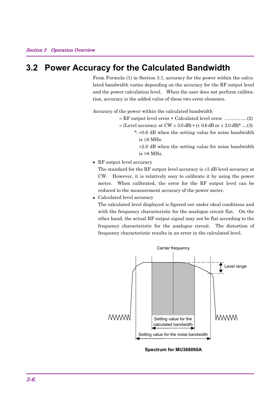 2 power accuracy for the calculated bandwidth | Anritsu AWGN MU368060A User Manual | Page 24 / 82