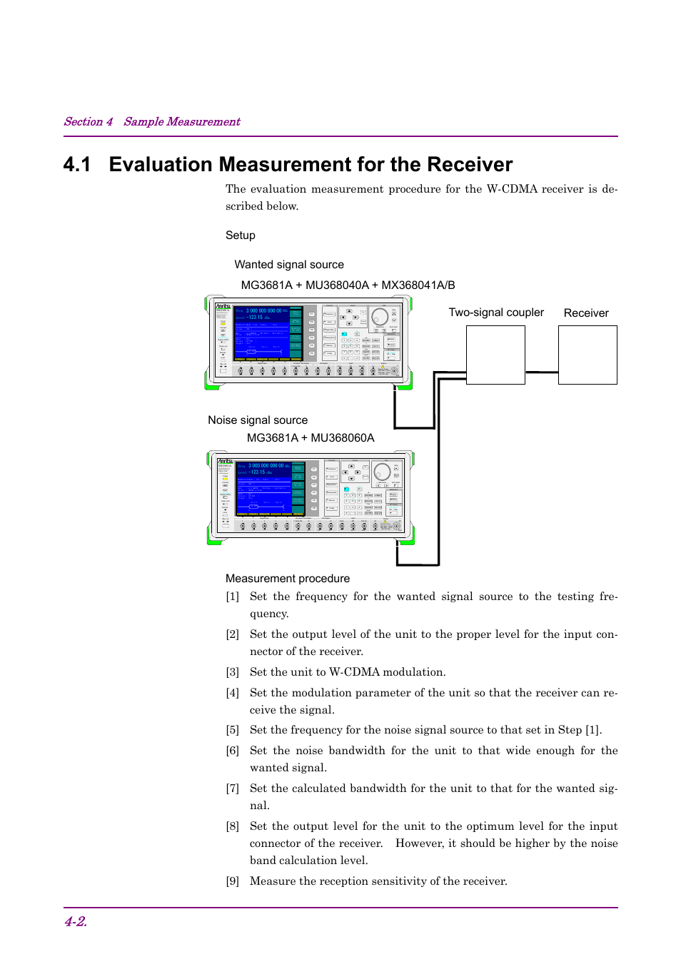 1 evaluation measurement for the receiver, Recall save db | Anritsu AWGN MU368060A User Manual | Page 26 / 82