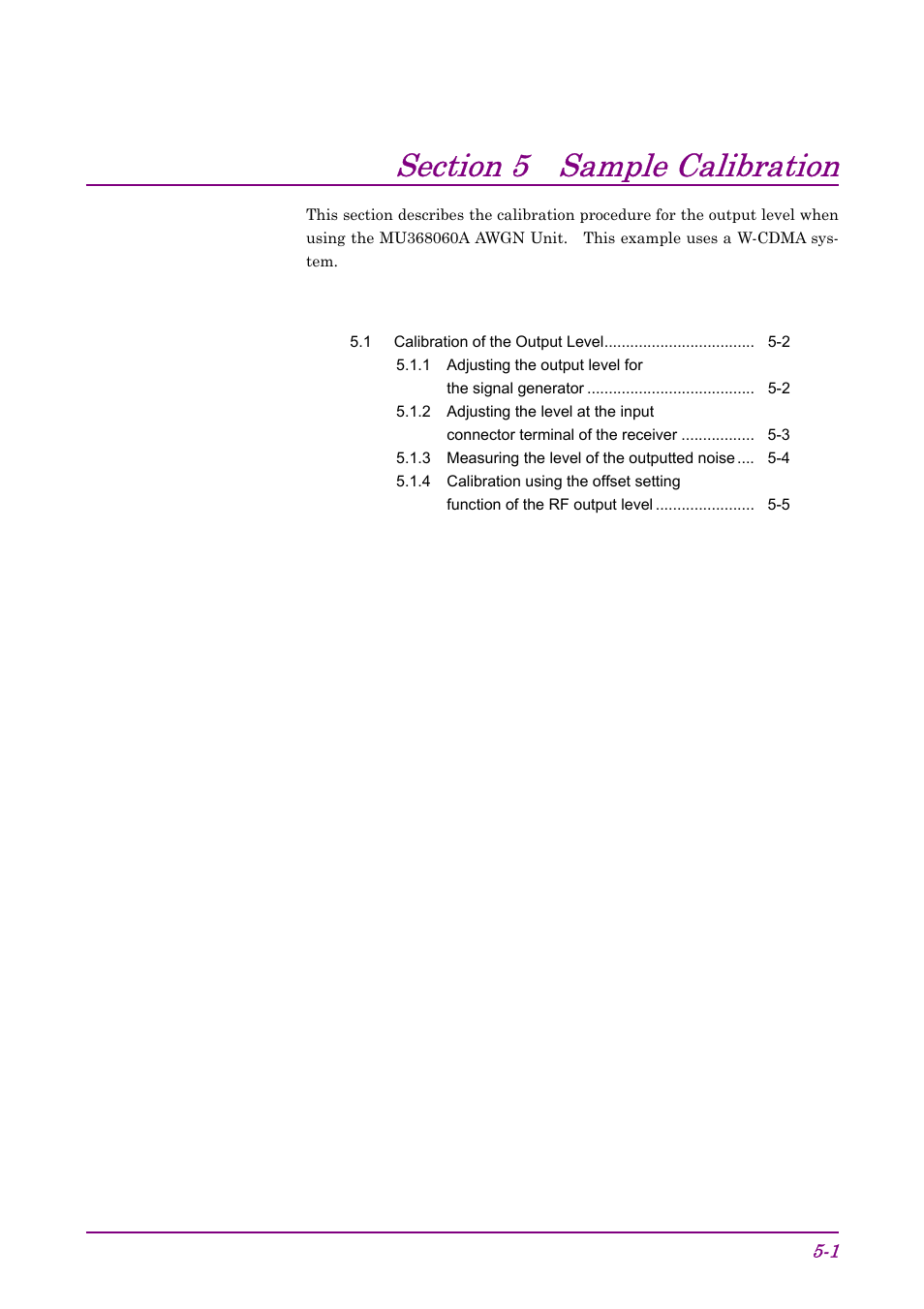 Section 5 sample calibration | Anritsu AWGN MU368060A User Manual | Page 27 / 82